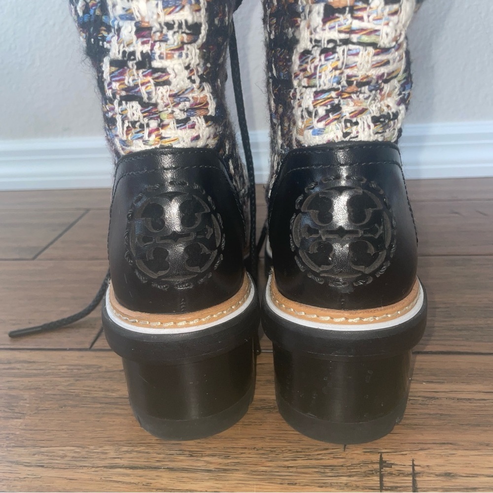 Tory Burch boots tweed booties black boots fall chunky boot lace up combat boot - Picture 13 of 16